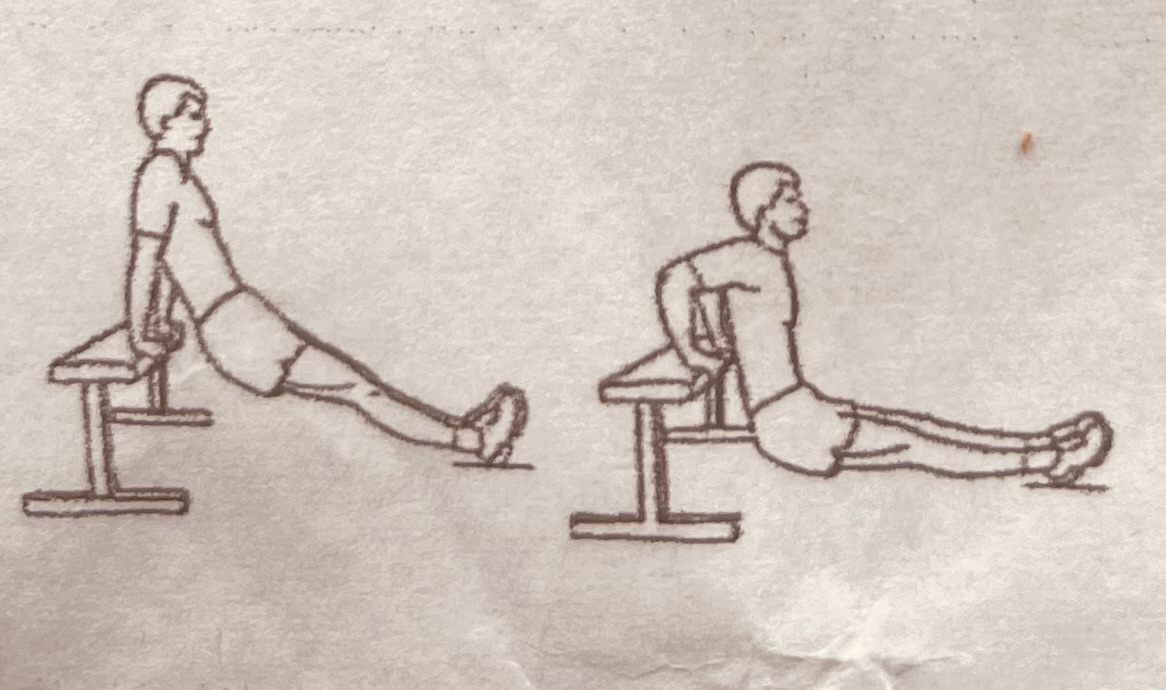 Bild som visar sittande push-ups bakom ryggen